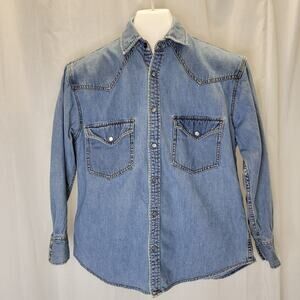 Premier Sport Western Style Denim Shirt w/ Pearl Snaps, XS